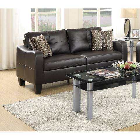 2 Piece Living Room Sofa Set, PU Upholstered, Solid Manufactured Frame, Tufted Back, Durable Legs, Square Arms