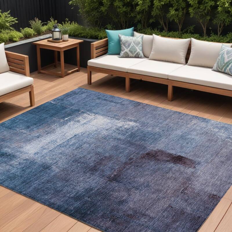HomeRoots Abstract Transitional Rectangle Outdoor Rug - 8' X 10'