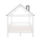 preview thumbnail 6 of 7, White+Gray Full Size Pine Wood House Platform Bed with Roof and Fence