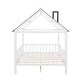preview thumbnail 6 of 7, White+Gray Pine Wood House Platform Bed with Roof and Fence