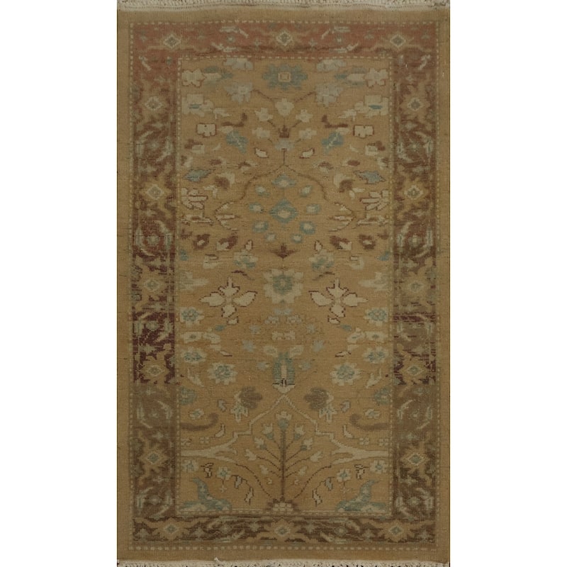 Hand Knotted Oriental 100% Wool Carpet Traditional All-Over Brown Ziegler Area Rug - 3' 9'' X 2' 0''
