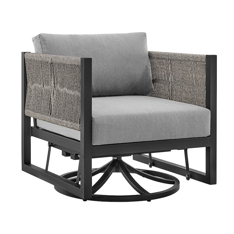 Cuffay Modern Aluminum and Rope Outdoor Patio Swivel Glider Chair