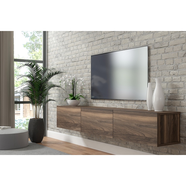 Ozge Floating 71 TV Stand Up to 80 TV s Wall Mounted Media Console 80 Inches Brown