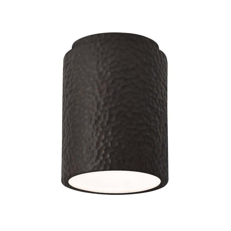 Justice Design Radiance - Cylinder Flush-Mount (Outdoor) - Replaceable Bulb - Hammered Iron