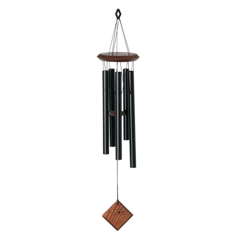 22 in. Woodstock Chimes of Polaris Wind Chime - Black/Teak
