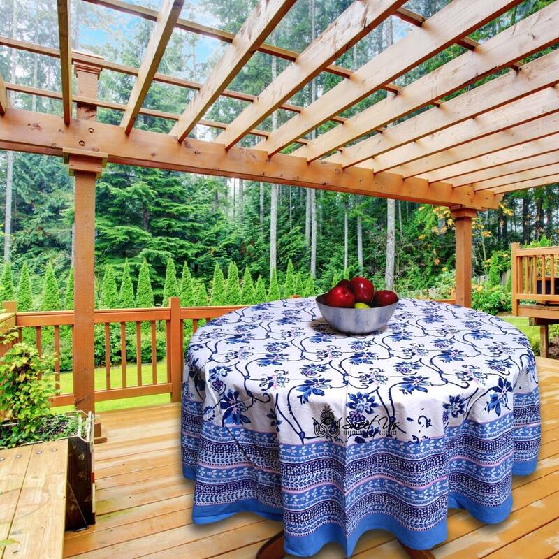 Artistic Floral Block Print Cotton Tablecloth Collection