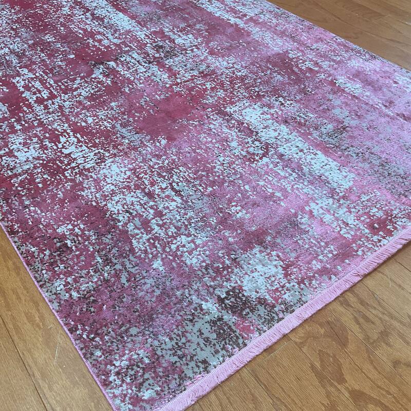 HERAT ORIENTAL Turkish Modern Erased Design Wool & Silk Runner - 3'3" x 9'10"