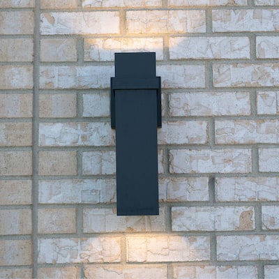 Lavage Aluminum 2 Light LED Black Rectangle Outdoor Wall Lantern - 4-in W x 14-in H x 5.5-in D
