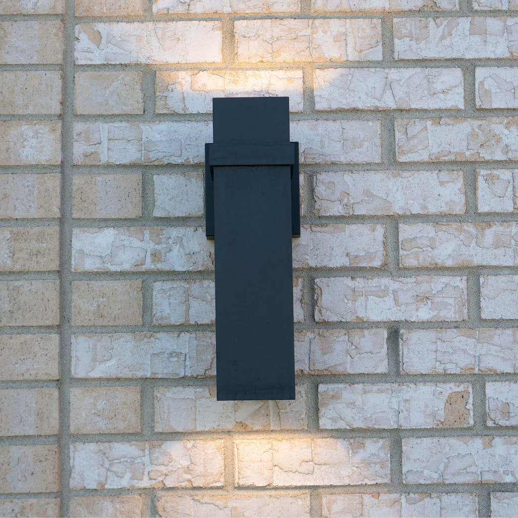 VAXCEL Lavage 14 in. H 2-Light Black Outdoor Wall Sconce, Rust-Resistant Aluminum Metal Shade, Up-Down Wall Wash, Integrated LED