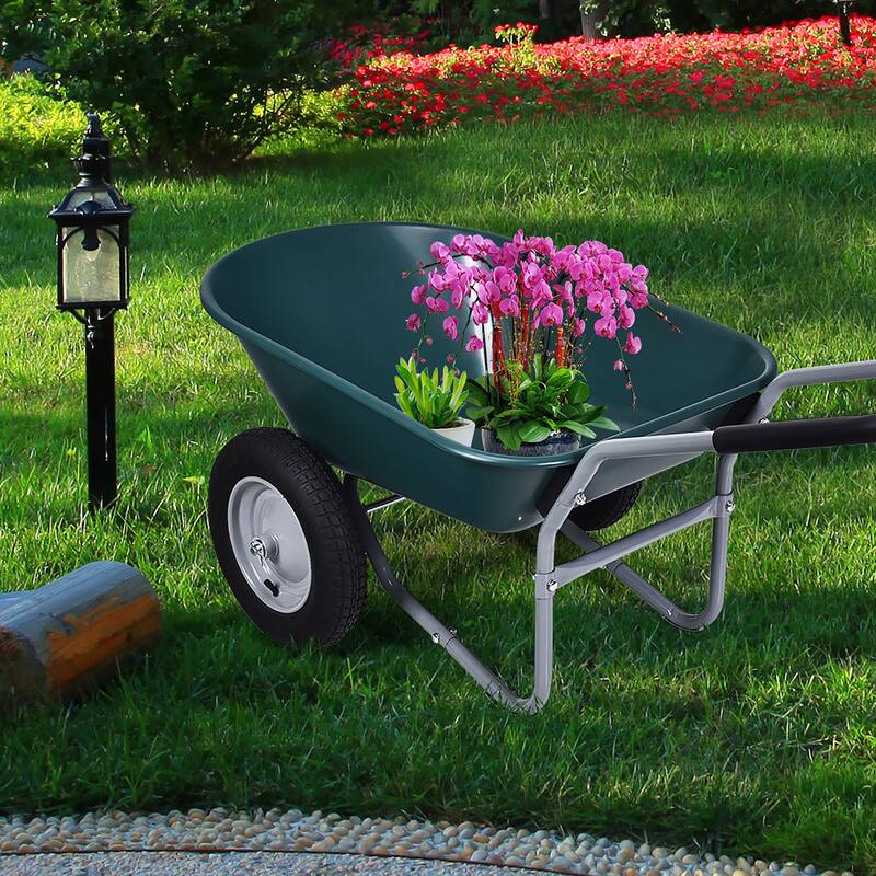 Costway 2 Tire Wheelbarrow Cart Heavy-duty Dolly Utility Cart