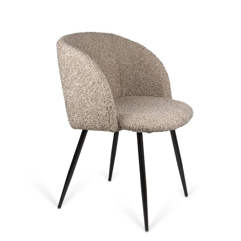 Modern 2 Piece Teddy Dining Chair with Non Slip Pads, Metal Legs, Cushions for Dining Room Kitchen Living Room Bedroom