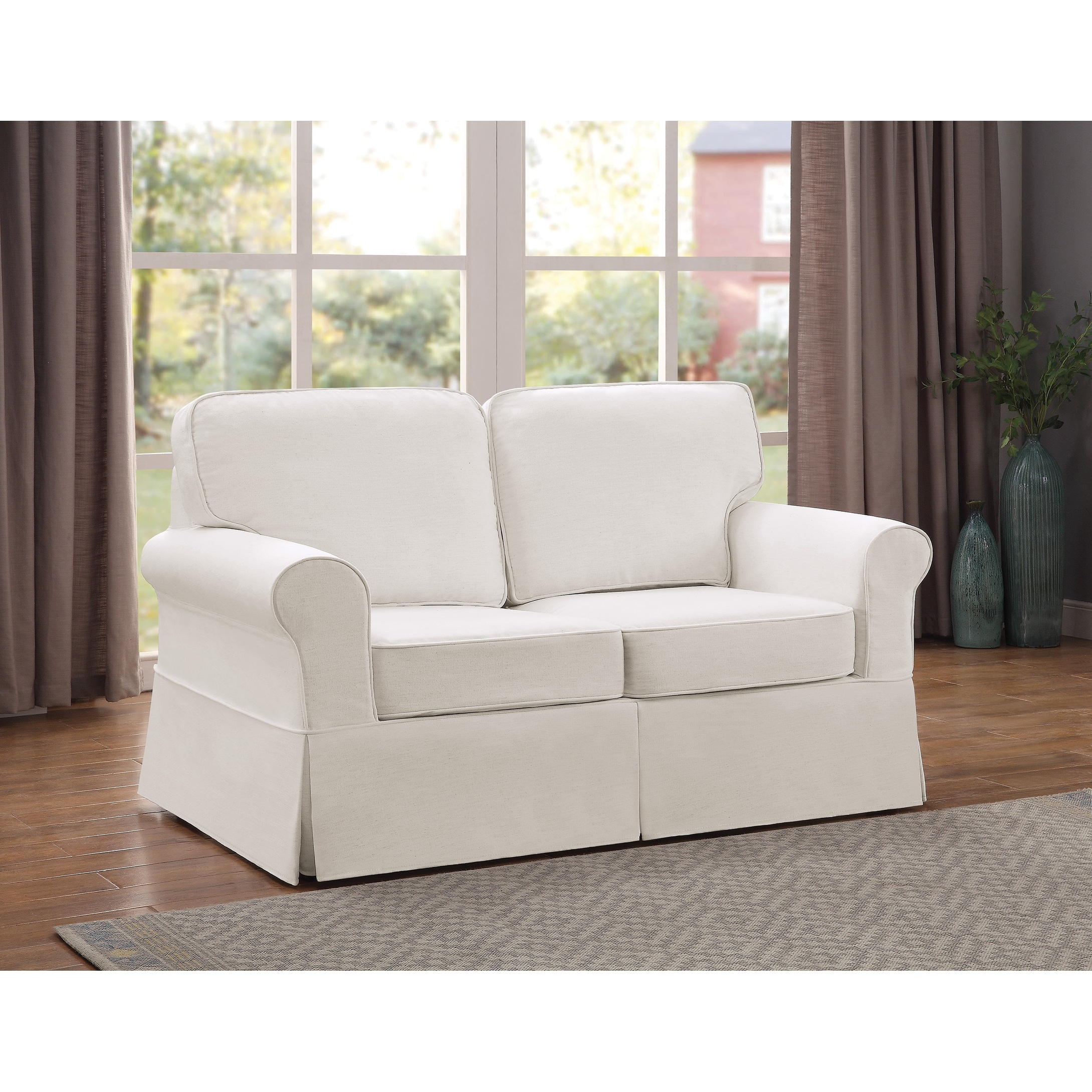 OSP Porch & Den Zuni Mid-century Slipcover Loveseat with Linen