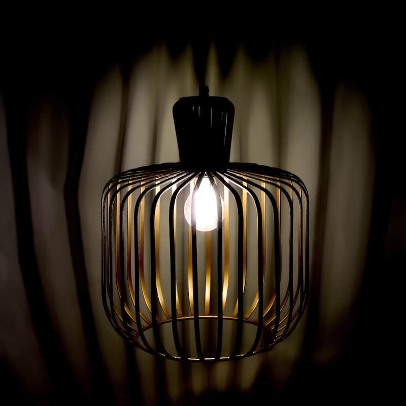 Charissa River of Goods Antique Brass-Painted Metal 11.75-Inch Pendant Light with Cage Globe Shade - 11.75" x 11.75" x 16/75"