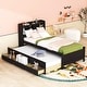 preview thumbnail 14 of 23, Twin Size Bed with built-in USB ,Type-C Ports, LED light, Bookcase Headboard, Trundle and 3 Storage Drawers