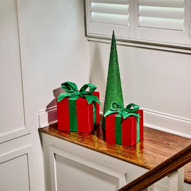 8-10" Velvet Gift Box Set of 2 - Red