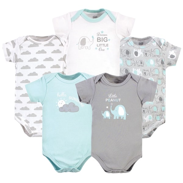 slide 1 of 1, Luvable Friends Baby Boy Cotton Bodysuits, Boy Basic Elephant 0-3 Months - Boy Basic Elephant