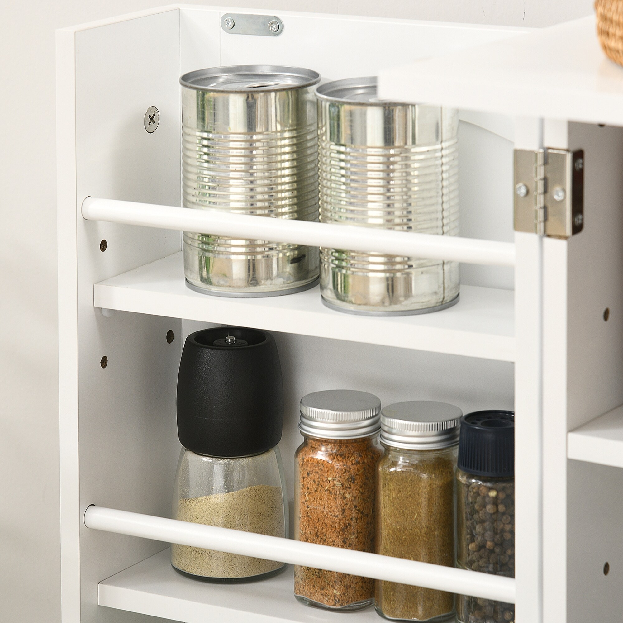 HOMCOM 41 Kitchen Pantry, Modern 2-Door Kitchen Storage Cabinet with  5-tier Shelving, 12 Spice Racks and Adjustable Shelves, Gray
