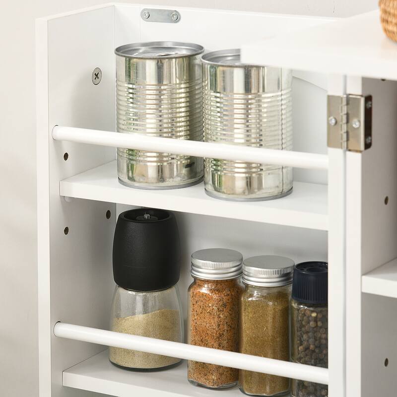 Kitchen Pantry Storage Cabinet w/ 5-tier Shelving, 12 Spice Racks