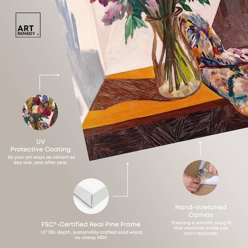 Warm Tones and Blooms Canvas by Art Remedy, Gallery Wrapped