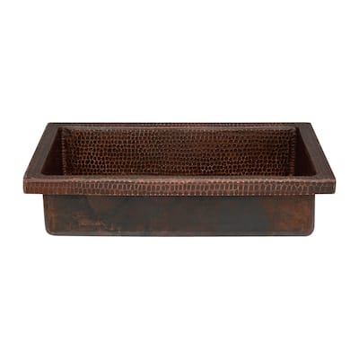 20-in Rectangle Skirted Vessel Hammered Copper Sink (VREC20SK1DB)