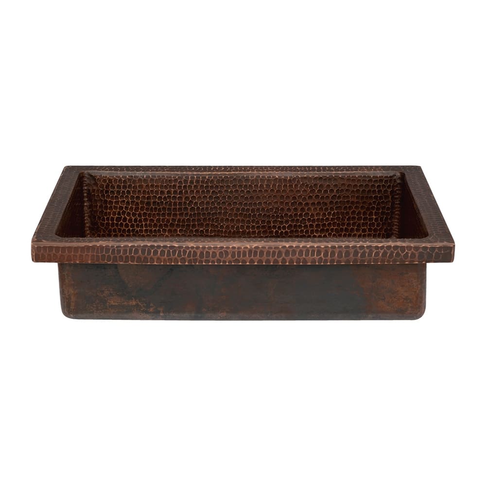 20-in Rectangle Skirted Vessel Hammered Copper Sink (VREC20SK1DB)