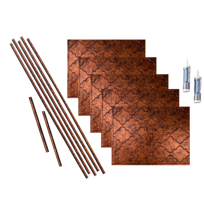 FASÄDE Monaco Decorative Vinyl Backsplash Panel - 15 Sq Ft Kit - Moonstone Copper