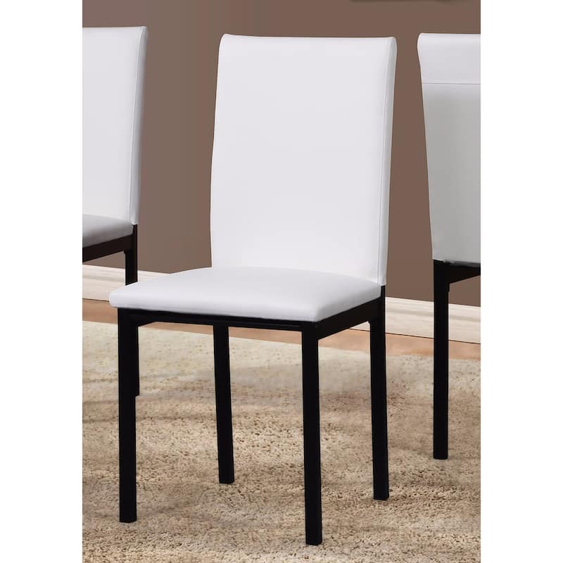 Roundhill Furniture Noyes Faux Leather Seat Metal Frame Black Dining Chairs, Set of 4