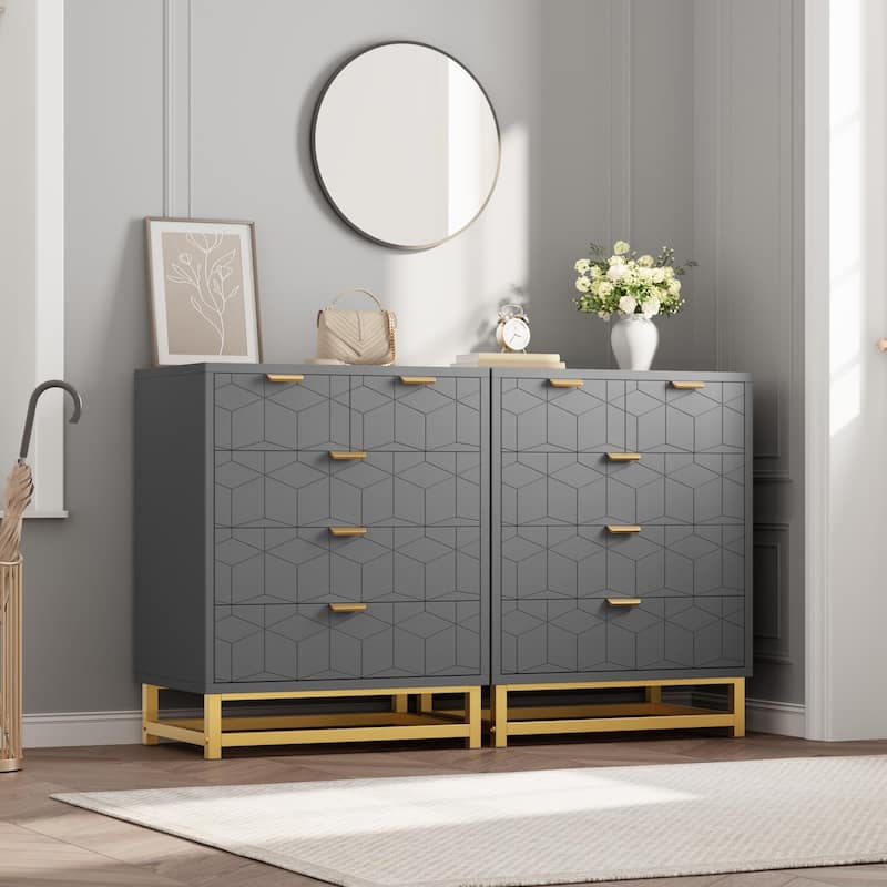 5 Drawer Dresser, Chest with Metal Base, Modern Organizer Cabinet for Bedroom, Living Room, Hallway