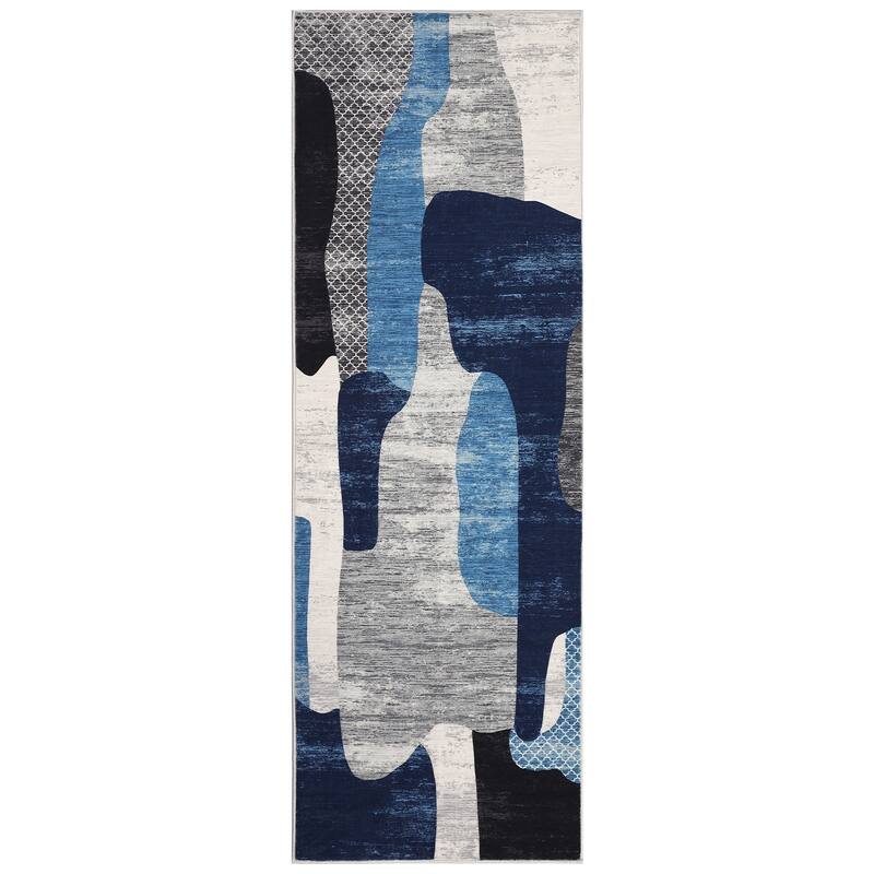 Area Rug Modern Abstract Rugs for Living Room Geometric Non-Slip Backing Low Pile Floor Carpet