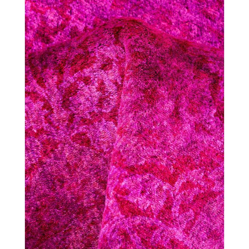 Contemporary Overdyed Wool Hand Knotted Round Area Rug - 6' 1" x 6' 1"