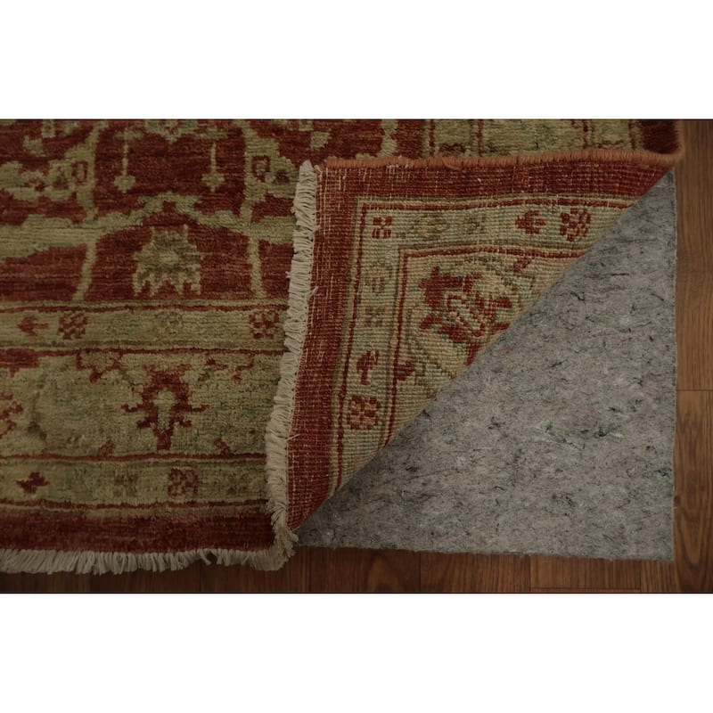 Hand Knotted Oriental 100% Wool Carpet Traditional Floral Oranges & Rust Ziegler Runner Rug - 13' 2'' X 2' 6''