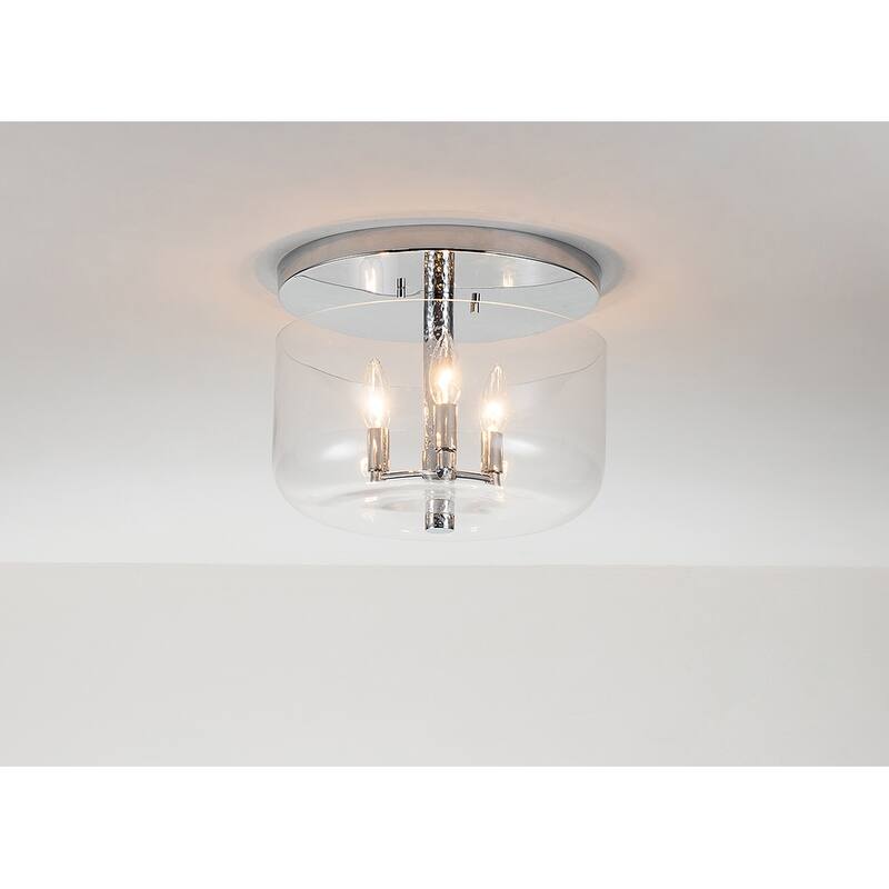 Rampart 3 Light Hammered detail flush mount in Chrome