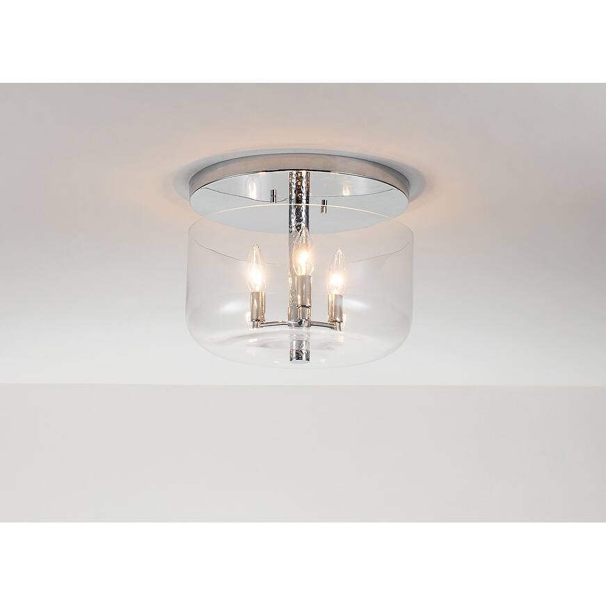 Rampart 3 Light Hammered detail flush mount in Chrome