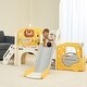 preview thumbnail 2 of 28, 10 in 1 Toddler Slide, Baby Climber Slide Indoor Playground with Bus Theme Playhouse, Basketball Hoop, Telescope, Soccer