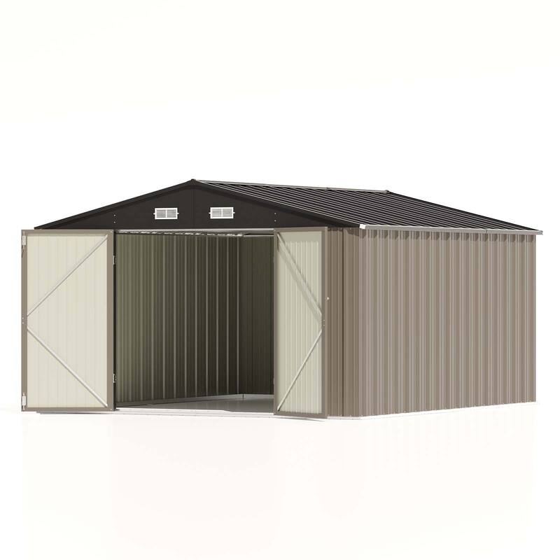 Patiowell 10' x 12' &10' x 14' Metal Outdoor Storage Shed with Floor Frame for Garden, Backyard, Patio