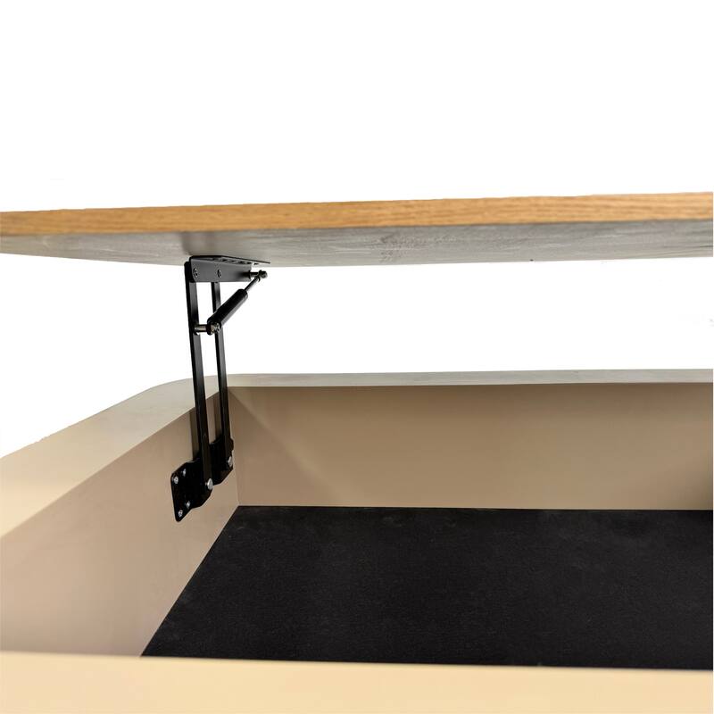 Fluted 38.6" Lift-top Coffee Table, Solid Wood Modern Accent Table with Storage and Adjustable Height