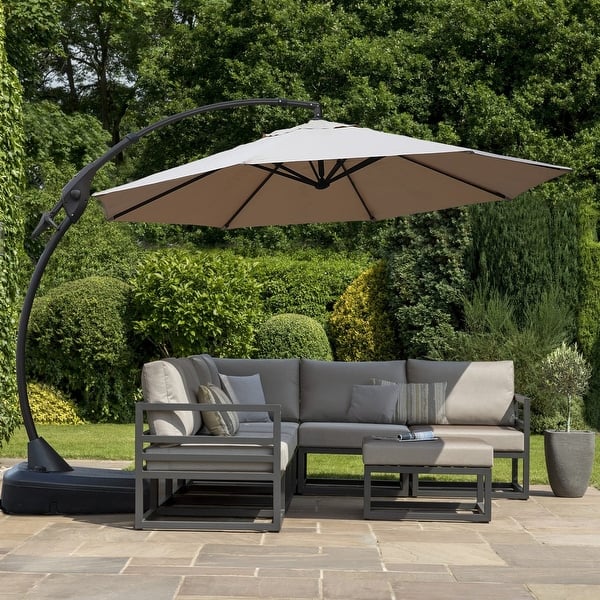 Clihome 12 ft. Aluminum Round Curved Cantilever Patio Umbrella with  Base(Beige) - Bed Bath & Beyond - 42604380