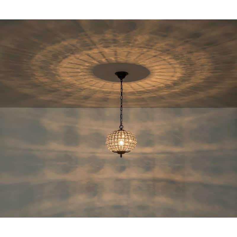 Retro French 4/5-Light Antique Brass Globe Crystal Chandelier for Living/Dining Room