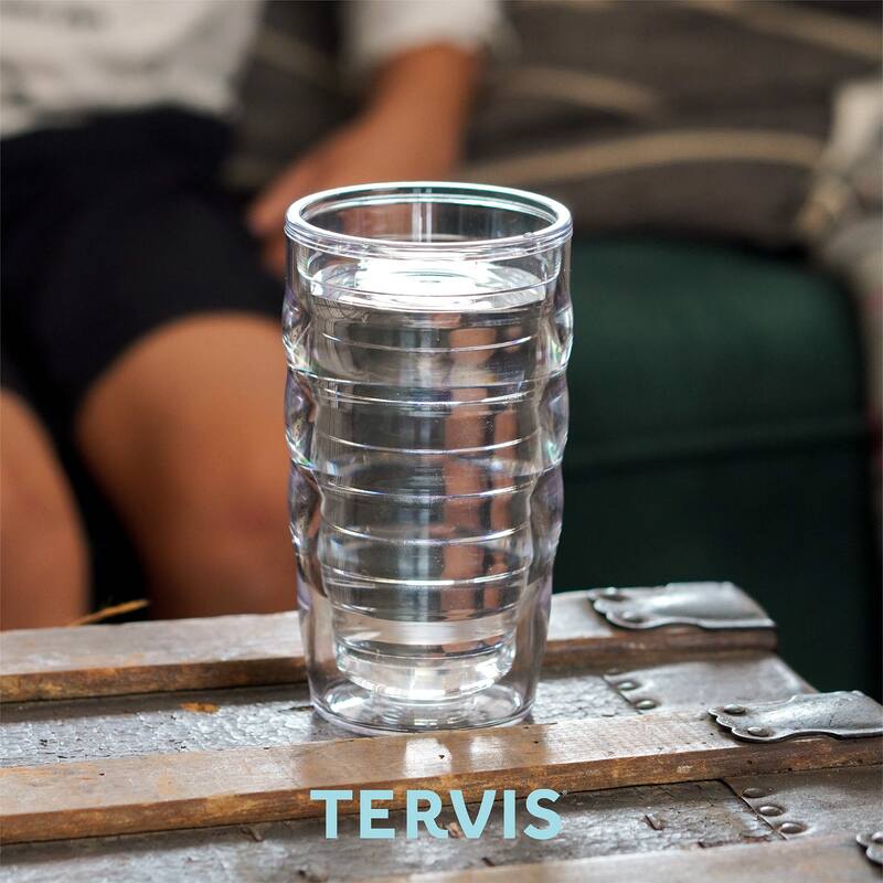 Tervis Clear & Colorful Lidded Made in USA Double Walled Insulated Travel Tumbler, Yellow Lid - 10oz Wavy