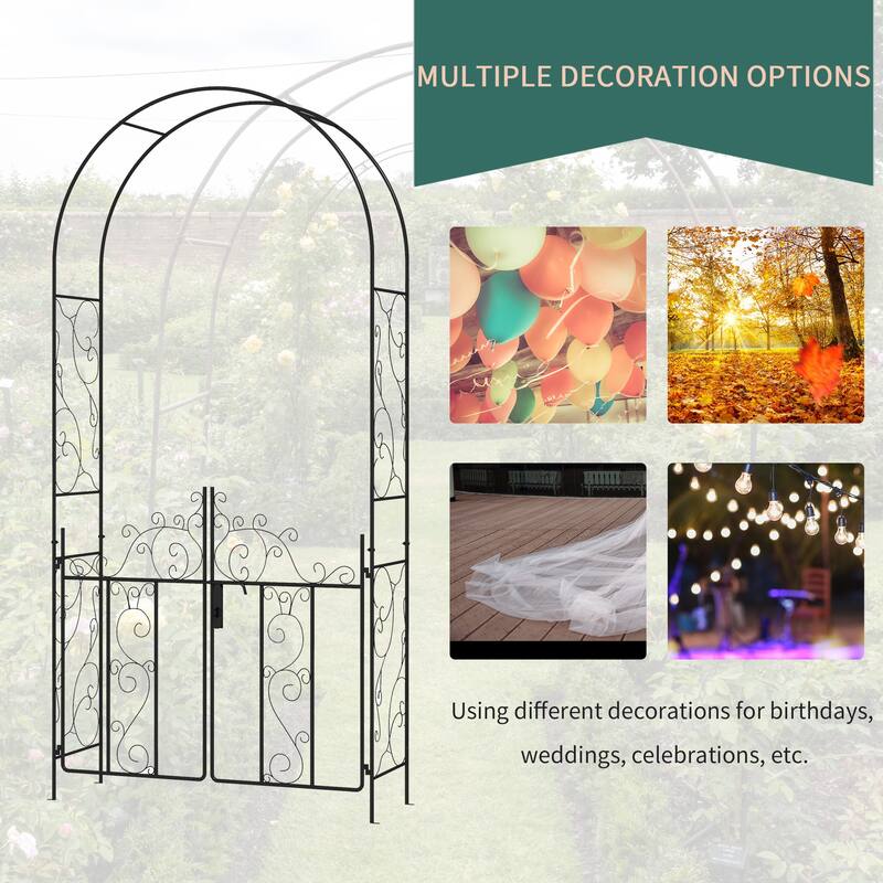 Outsunny 7.5' Metal Garden Arch with Gate