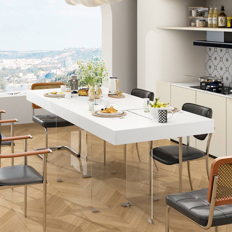 VersaTable Meeting Table with Tempered Glass Leg for Dining and Office