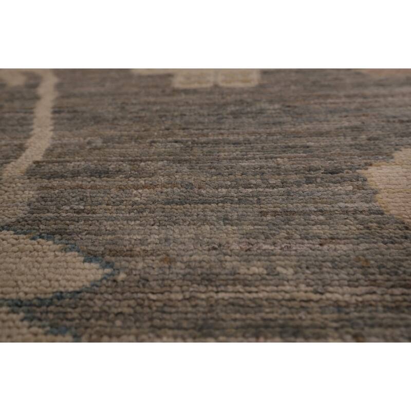 Vegetable Dye Oushak Turkish Area Rug Hand-Knotted Grey Wool Carpet - 9'2" x 11'0"
