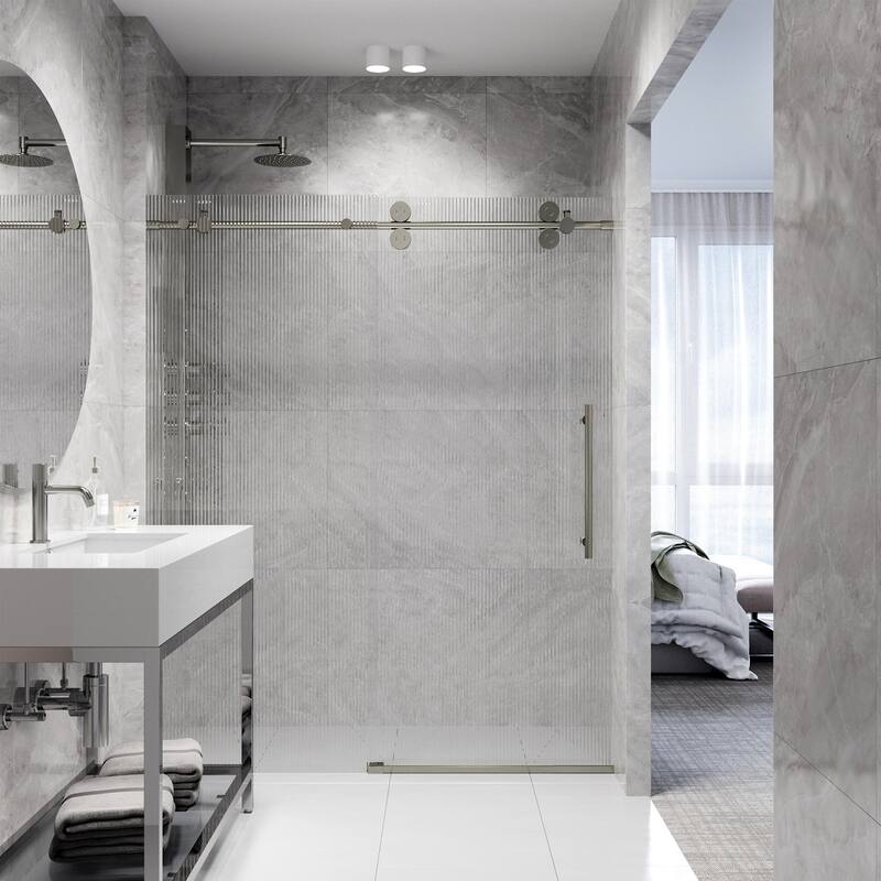 VIGO Elan 56" to 60" W x 74" H Frameless Sliding Shower Door