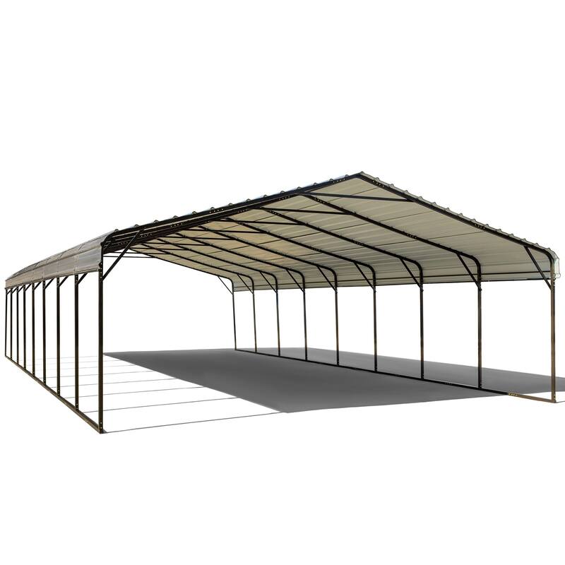 EROMMY Outdoor Carport with Galvanized Steel Roof, Heavy-Duty All-Weather Shelter for Cars, Boats and Equipment