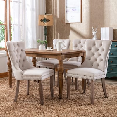 Modern/Contemporary Velvet Dining Chair with Solid Wood Legs（Set of 2）