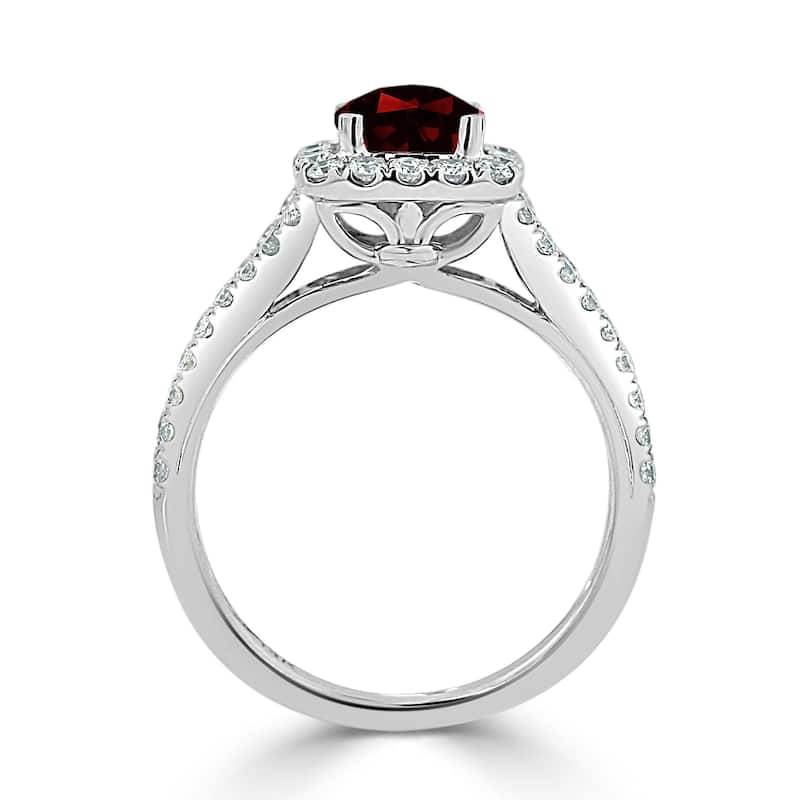 Auriya 9/10ct Cushion-cut Garnet Halo Diamond Engagement Ring 5/8ctw 14k Gold