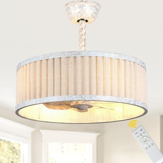 Bella Depot 20" Modern White Drrum Ceiling Fan with Light and Remote 6-speed