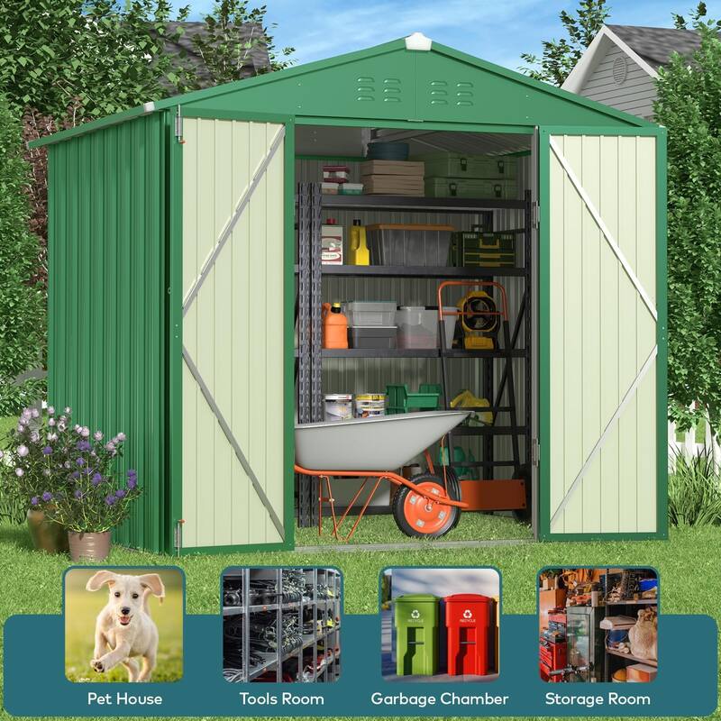 Metal Steel Tool Shed Storage House, Outdoor Tool Shed, Garden Storage Shed with Waterproof and UV Resistant