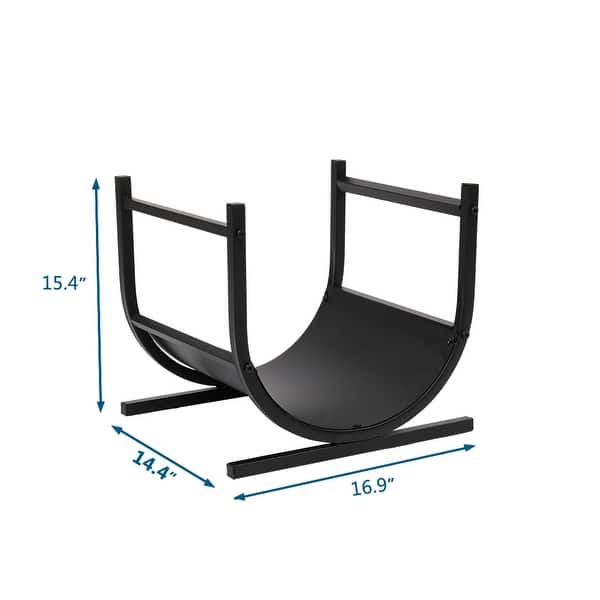 U-Shaped Firewood Log Rack Holder Black