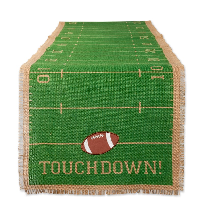 DII Touchdown Print Jute Table Runner 14X74 - Football Field
